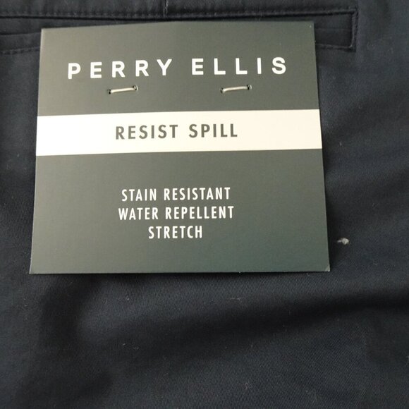 Perry Ellis Chino Pants Men's Size 34x34 Blue Slim Fit Stretch Spill Repellent - Picture 8 of 11
